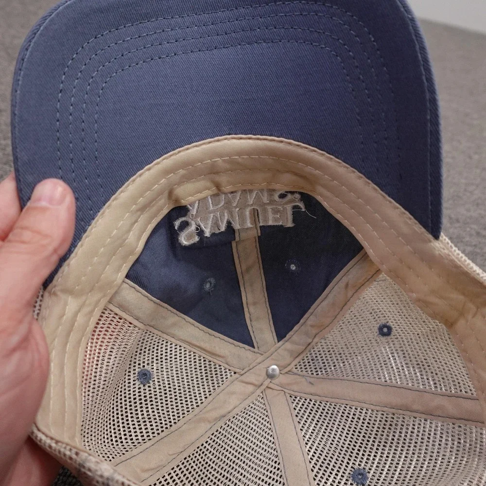 Samuel Adams Navy Tan Trucker Hat Mesh Snapback Cap Beer Logo Adult Adjustable